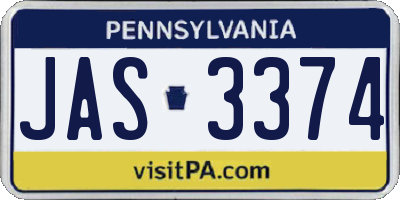 PA license plate JAS3374