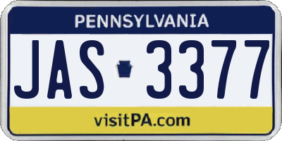 PA license plate JAS3377