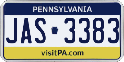 PA license plate JAS3383