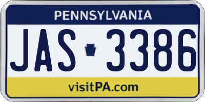 PA license plate JAS3386