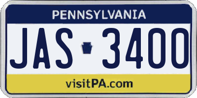 PA license plate JAS3400