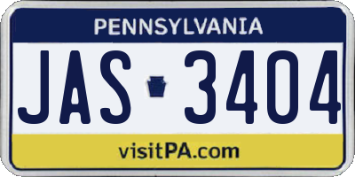 PA license plate JAS3404