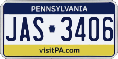 PA license plate JAS3406