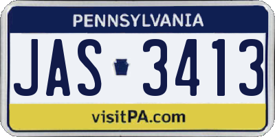 PA license plate JAS3413