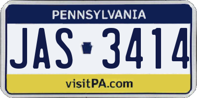 PA license plate JAS3414