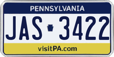 PA license plate JAS3422