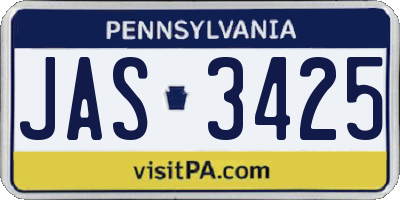 PA license plate JAS3425
