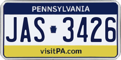 PA license plate JAS3426