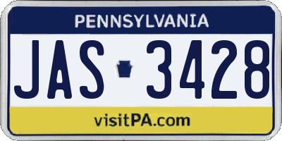 PA license plate JAS3428