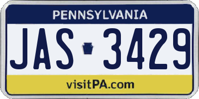 PA license plate JAS3429