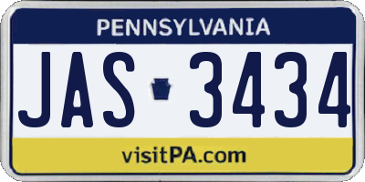 PA license plate JAS3434