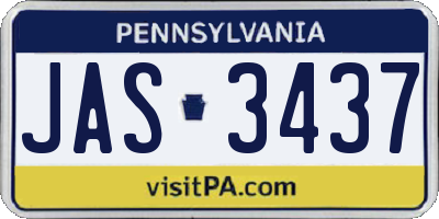 PA license plate JAS3437