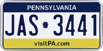 PA license plate JAS3441