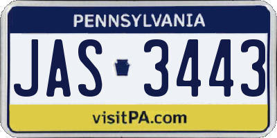 PA license plate JAS3443