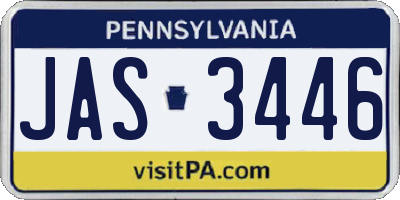 PA license plate JAS3446