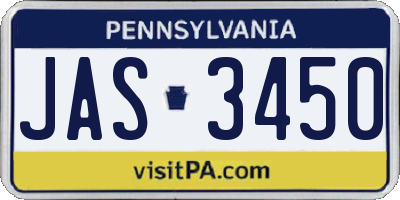 PA license plate JAS3450