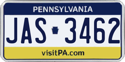 PA license plate JAS3462