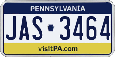 PA license plate JAS3464