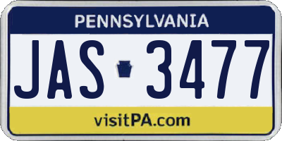 PA license plate JAS3477