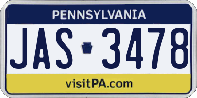 PA license plate JAS3478