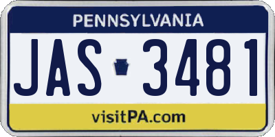 PA license plate JAS3481