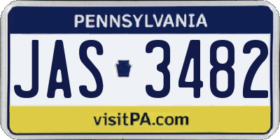 PA license plate JAS3482