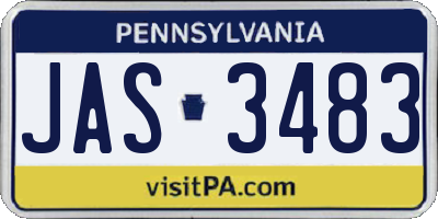PA license plate JAS3483