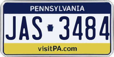 PA license plate JAS3484