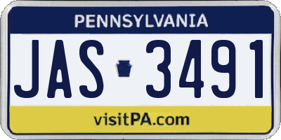 PA license plate JAS3491
