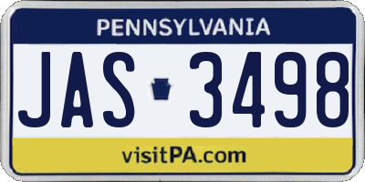 PA license plate JAS3498