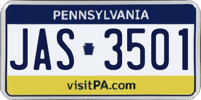 PA license plate JAS3501