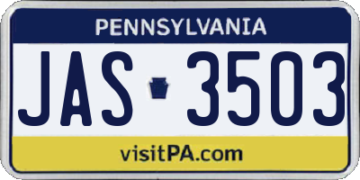 PA license plate JAS3503
