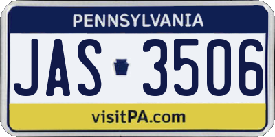 PA license plate JAS3506