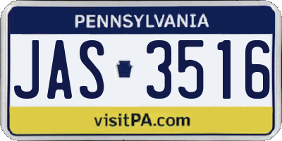 PA license plate JAS3516