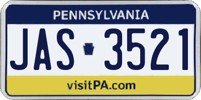 PA license plate JAS3521