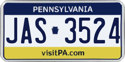 PA license plate JAS3524