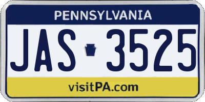 PA license plate JAS3525