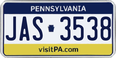 PA license plate JAS3538