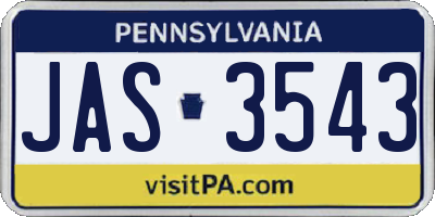 PA license plate JAS3543