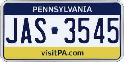 PA license plate JAS3545