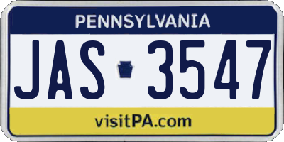 PA license plate JAS3547