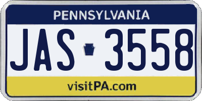 PA license plate JAS3558