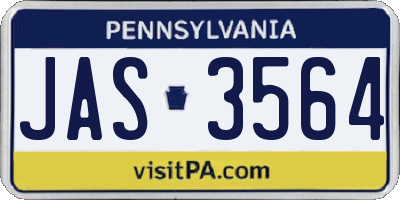 PA license plate JAS3564