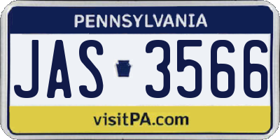 PA license plate JAS3566