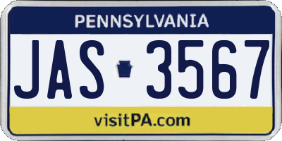 PA license plate JAS3567