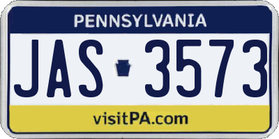 PA license plate JAS3573