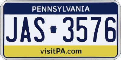 PA license plate JAS3576