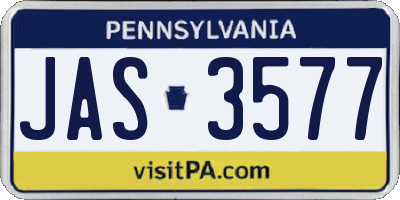 PA license plate JAS3577
