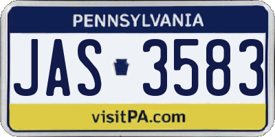PA license plate JAS3583