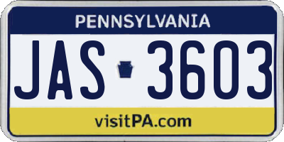 PA license plate JAS3603